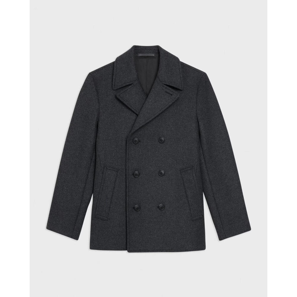 NEW, Theory Men's  Frederick Peacoat in Recycled Wool-Blend Melton L  #C3995